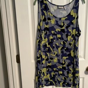Logo sleeveless long tank blue, black, lime & gray camo XL